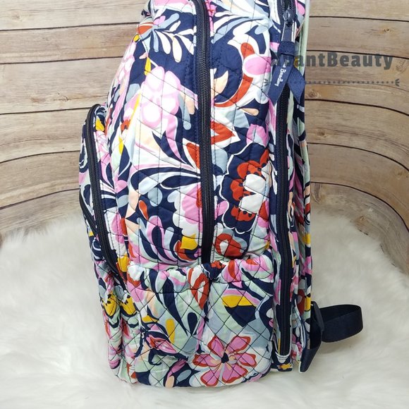Vera Bradley large Essential Backpack Mod Paisley Pink Black White Cotton New main image 8